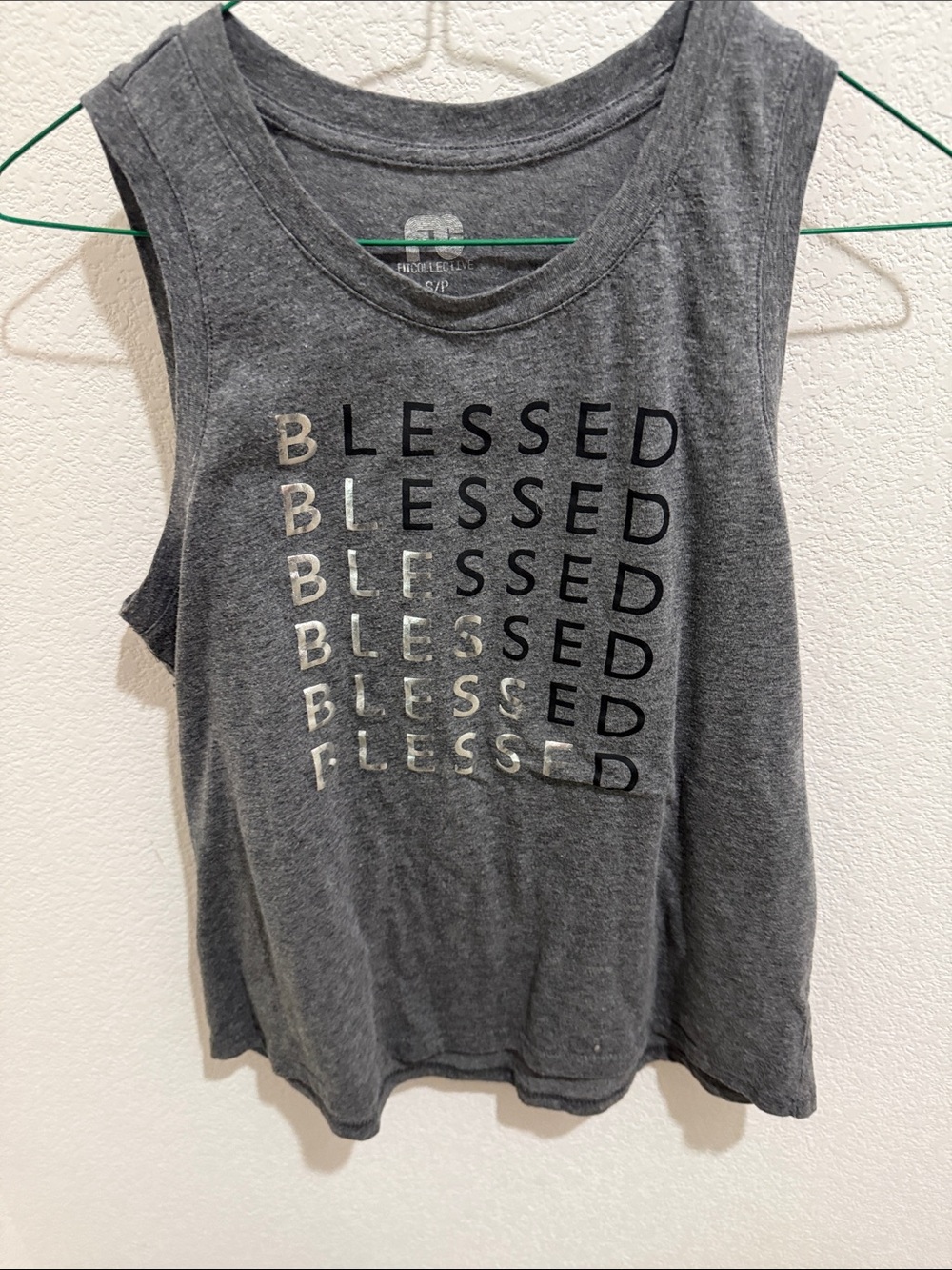 Women’s 'Blessed' Graphic Muscle Tank - Gray